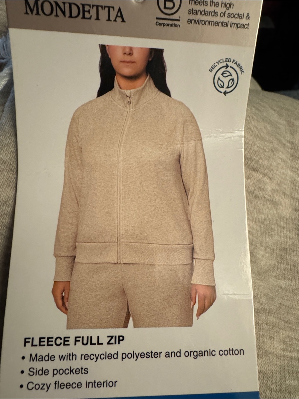 Mondetta Women's Fleece Full-Zip Jacket — Cream